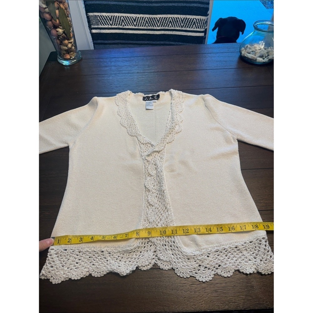 Cream Crochet-Trim Open Front Cardigan - Picture 7 of 7